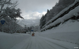 雪景色　雪道　道路 富山県の道路